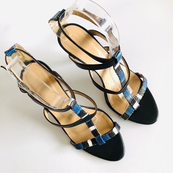 Zara Snakeprint Stiletto Heel Cage Sandals - Picture 4 of 16